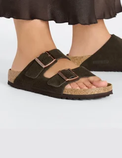 birkenstock Mules Femme arizona suede leather Marron