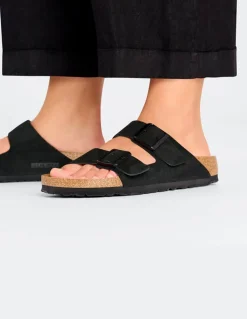 birkenstock Mules femme arizona suede leather noir