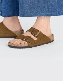Sale birkenstock Mules femme arizona suede leather marron