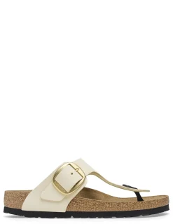 New birkenstock Mules Femme Gizeh Big Buckle Lenb Ecru