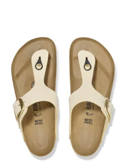 New birkenstock Mules Femme Gizeh Big Buckle Lenb Ecru