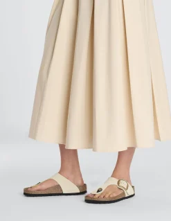 New birkenstock Mules Femme Gizeh Big Buckle Lenb Ecru
