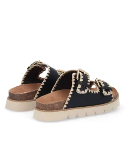 Best no name Mules Femme Sandy Edge W Cuir Black Natural