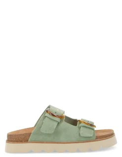 Best no name Mules Femme Sandy Slap Cuir Tilleul