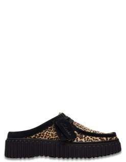 New clarks Mules femme Torhill Mule Imprimé Léopard Daim Noir