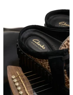 New clarks Mules femme Torhill Mule Imprimé Léopard Daim Noir