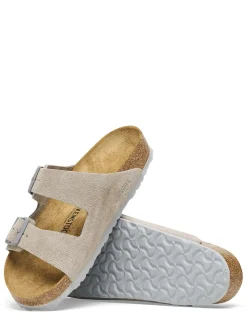 Discount birkenstock Mules Homme Arizona Suede Leather Beige
