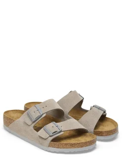 Discount birkenstock Mules Homme Arizona Suede Leather Beige