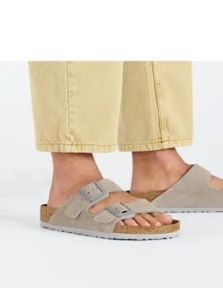 Discount birkenstock Mules Homme Arizona Suede Leather Beige