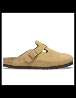 Outlet birkenstock Sabots Femme Boston Suede Leather Beige