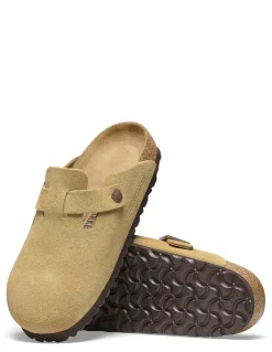 Outlet birkenstock Sabots Femme Boston Suede Leather Beige