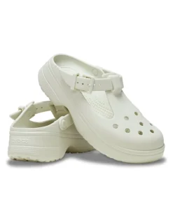 Best crocs Sabots femme classic mary jane clog linen blanc