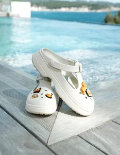 Best crocs Sabots femme classic mary jane clog linen blanc