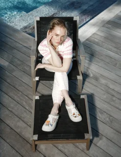 Best crocs Sabots femme classic mary jane clog linen blanc