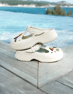 Best crocs Sabots femme classic mary jane clog linen blanc