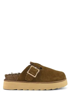 Outlet colors of california Sabots Femme cow suede platform Marron