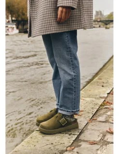 New colors of california Sabots Femme cow suede platform vert