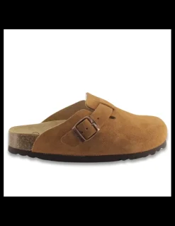 New scholl Sabots Femme FAE Daim Marron