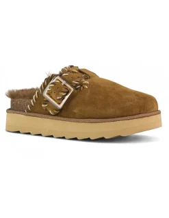 Outlet colors of california Sabots Femme platform wool stitchings marron
