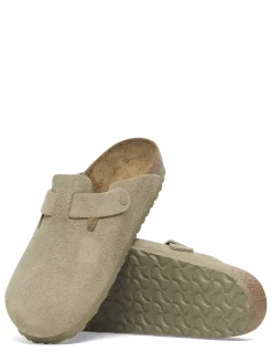 Sale birkenstock Sabots Homme Boston Suede Leather Fadded Khaki