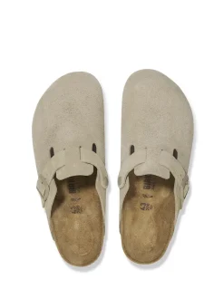 Sale birkenstock Sabots Homme Boston Suede Leather Fadded Khaki