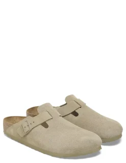 Sale birkenstock Sabots Homme Boston Suede Leather Fadded Khaki