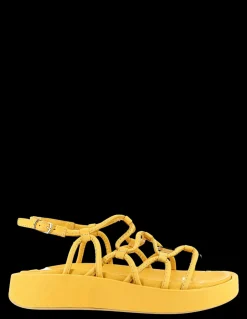 Outlet mosaic Sandales compensées femme Yellow cuir jaune