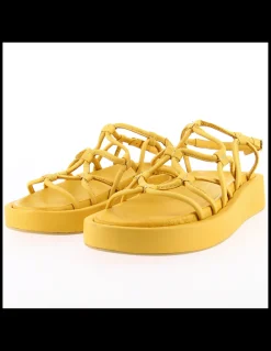Outlet mosaic Sandales compensées femme Yellow cuir jaune