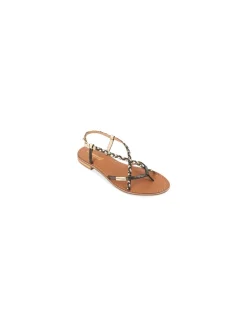 Sale Les tropeziennes par M.Belarbi Sandales Femme Monatres Cuir Noir/Doré