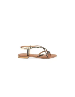 Sale Les tropeziennes par M.Belarbi Sandales Femme Monatres Cuir Noir/Doré