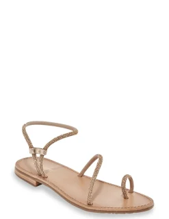 Hot Les tropeziennes par M.Belarbi Sandales Plates Hodaxa Cuir Rose Gold Strass