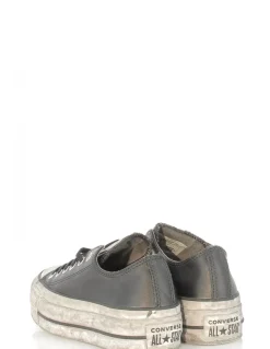 Discount converse sneakers compensées basses femme lift leather ox cuir noir effet vieilli