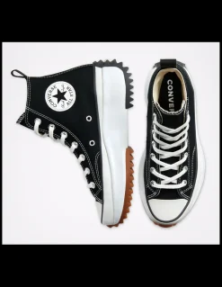 Sale converse sneakers compensées montantes mixte run star hike hi noir