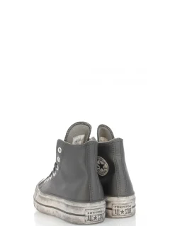 Discount converse sneakers compensées montantes femme ctas lift leather hi cuir noir effet vieilli