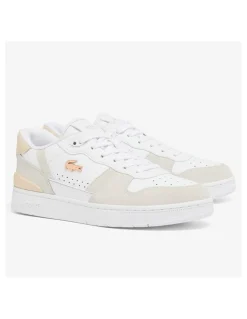 Online lacoste Sneakers De Ville Femme T-Clip Blanc Rose Cuir