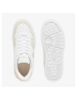 Online lacoste Sneakers De Ville Femme T-Clip Blanc Rose Cuir