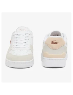 Online lacoste Sneakers De Ville Femme T-Clip Blanc Rose Cuir