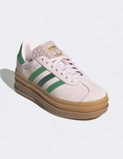 New adidas Sneakers femme Gazelle Bold daim rose/vert