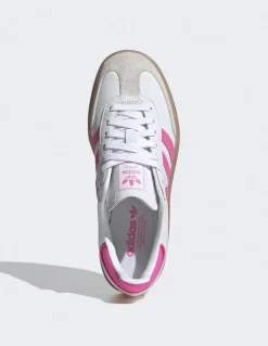 New adidas Sneakers femme Sambae cuir blanc/rose