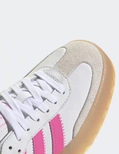 New adidas Sneakers femme Sambae cuir blanc/rose