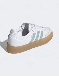 Outlet adidas Sneakers femme Sambae cuir blanc/vert pastel
