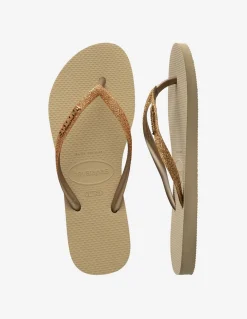 Hot havaianas Tongs Femme Slim Glitter ii Sand Golden Light Metalic